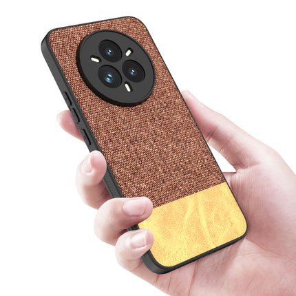 Kapa Soft Fabric & Leather Hybrid Protective Back Cover for Realme 14 Pro 5G | Shockproof Slim Hard Anti Slip Back Case (Brown)