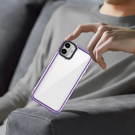 Kapa Warrior Acrylic Clear Back Cover For Nothing CMF Phone 1 | Slim Shockproof [Military Grade Protection] Hybrid Bumper Case (Purple Sides) - Mobizang