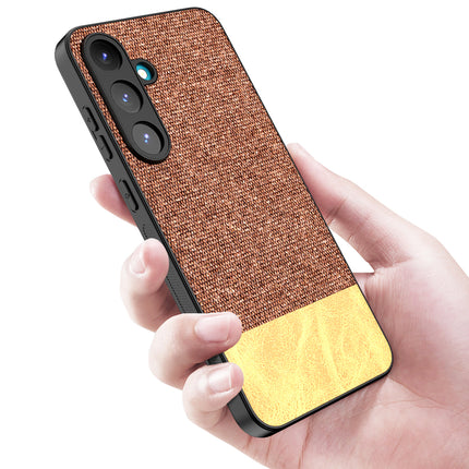 Kapa Soft Fabric & Leather Hybrid Protective Back Cover for Samsung Galaxy S25 Plus | Shockproof Slim Hard Anti Slip Back Case (Brown)