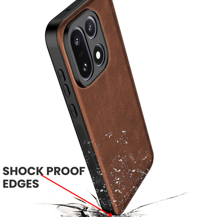 Kapa Tux Leather Back Cover for OnePlus 15 | Slim Shockproof Camera Protection Bumper Case (Brown) - Mobizang