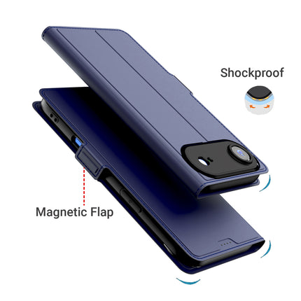 Kapa Noble Slim Magnetic Leather Flip Case Cover for Apple iPhone 17 Air | Card Holder Stand Flip Wallet Case (Blue)