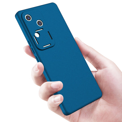 Kapa Matte Protective Lens Flexible Back Cover for Vivo V30 (5G) | Slim Silicone with Soft Lining Shockproof Full Body Bumper Case (Blue)