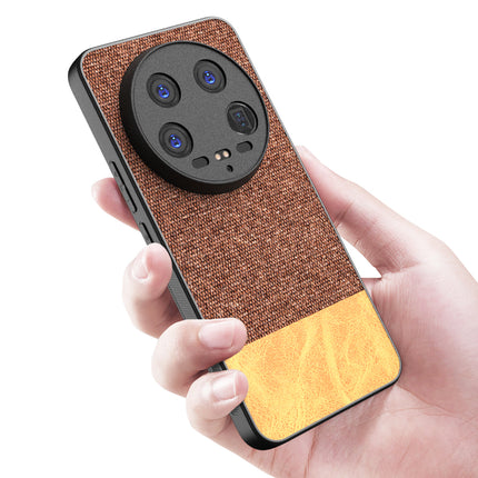 Kapa Soft Fabric & Leather Hybrid Protective Back Cover for Xiaomi 14 ULTRA (5G) | Shockproof Slim Hard Anti Slip Back Case (Brown)