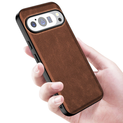 Kapa Tux Leather Back Cover for Google Pixel 9 / Pixel 9 PRO | Slim Shockproof Camera Protection Bumper Case (Brown)