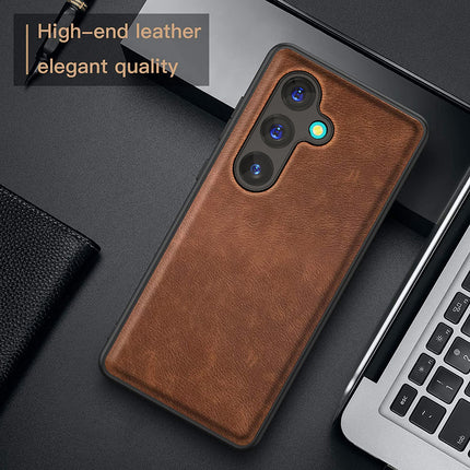 Kapa Tux Leather Back Cover for Samsung Galaxy A55 (5G) | Slim Shockproof Camera Protection Bumper Case (Brown) - Mobizang