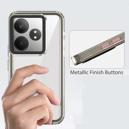 Kapa Warrior Acrylic Clear Back Cover For Realme GT 6 / GT 6T | Slim Shockproof [Military Grade Protection] Hybrid Bumper Case (Grey Sides)
