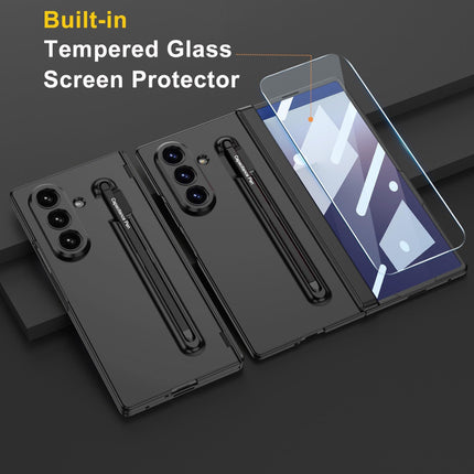 Kapa Contrast Magnetic Hinge Case for Samsung Galaxy Z Fold 7 | Inbuilt S-Pen Holder Slim Back Cover (Black with Black Pen)