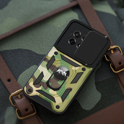 Kapa Tank Back Cover for OnePlus 13R | Inbuilt Ring + Slider Shockproof Lens Protection Bumper Back Case (Green)