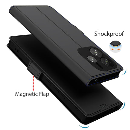 Kapa Noble Slim Magnetic Leather Flip Case Cover for Redmi Note 14 (5G) | Card Holder Stand Flip Wallet Case (Black) - Mobizang