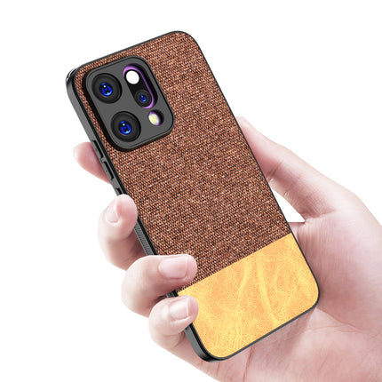 Kapa Soft Fabric & Leather Hybrid Protective Back Cover for Oppo Reno 14 5G | Shockproof Slim Hard Anti Slip Back Case (Brown) - Mobizang