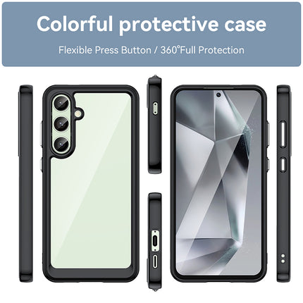 Kapa Unicorn Acrylic Clear Back Cover For Samsung Galaxy S24 FE | Slim Shockproof [Military Grade Protection] Hybrid Bumper Case (Black Sides)