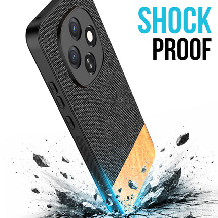 Kapa Soft Fabric & Leather Hybrid Protective Back Cover for Oppo F31 Pro 5G | Shockproof Slim Hard Anti Slip Back Case (Black,Brown) - Mobizang