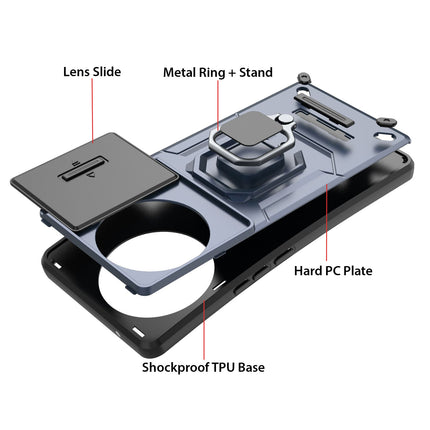 Kapa Armor Slider Back Cover for Vivo V30E (5G) | Inbuilt Ring + Camera Slider Shockproof Lens Protection Bumper Back Case (Blue)