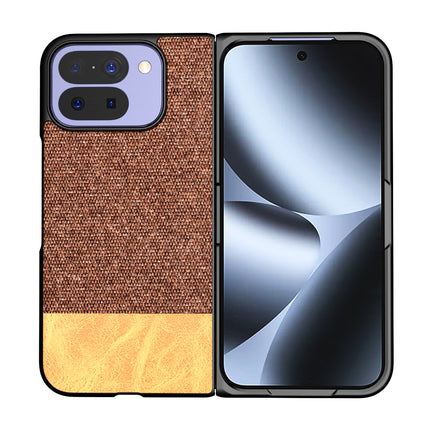 Kapa Soft Fabric & Leather Hybrid Protective Back Cover for Google Pixel 10 PRO FOLD | Shockproof Slim Hard Anti Slip Back Case (Brown)