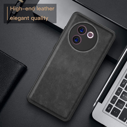 Kapa Tux Leather Back Cover for Vivo V30E (5G) | Slim Shockproof Camera Protection Bumper Case (Black)