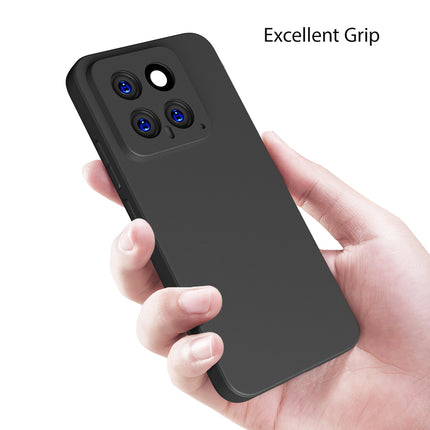 Kapa Matte Protective Lens Flexible Back Cover for Xiaomi 14 (5G) | Slim Silicone with Soft Lining Shockproof Full Body Bumper Case (Black) - Mobizang
