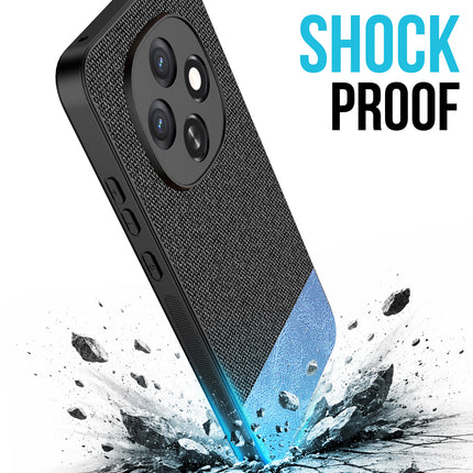 Kapa Soft Fabric & Leather Hybrid Protective Back Cover for Oppo F31 Pro 5G | Shockproof Slim Hard Anti Slip Back Case (Black,Blue) - Mobizang