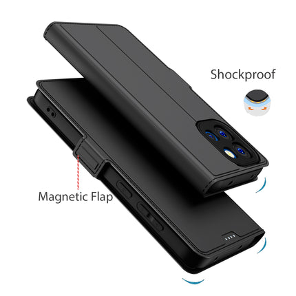 Kapa Noble Slim Magnetic Leather Flip Case Cover for OnePlus 13S | Card Holder Stand Flip Wallet Case (Black) - Mobizang