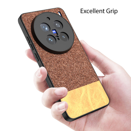 Kapa Soft Fabric & Leather Hybrid Protective Back Cover for Vivo X200 Pro (5G) | Shockproof Slim Hard Anti Slip Back Case (Brown) - Mobizang