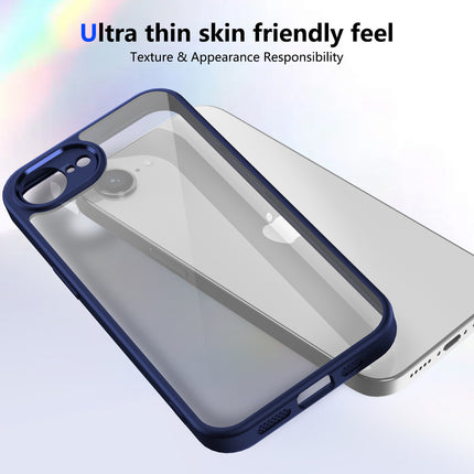 Kapa Hawkeye Clear Back Cover for Apple iPhone 16E | Camera Lens Protector Shockproof Slim Clear Case Cover (Blue Sides)