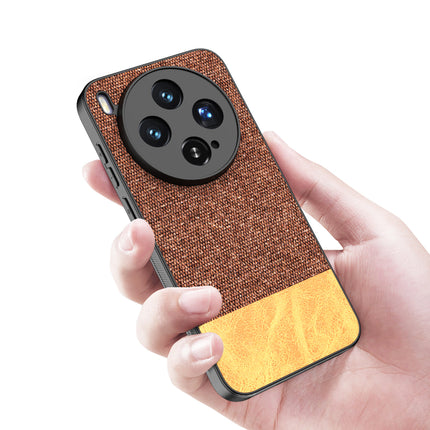 Kapa Soft Fabric & Leather Hybrid Protective Back Cover for Vivo X300 5G | Shockproof Slim Hard Anti Slip Back Case (Brown)