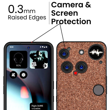 Kapa Soft Fabric & Leather Hybrid Protective Back Cover for Nothing Phone 3 5G | Shockproof Slim Hard Anti Slip Back Case (Brown)