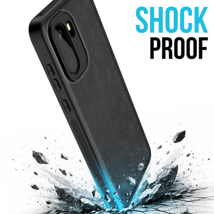 Kapa Tux Leather Back Cover for OnePlus 15R | Slim Shockproof Camera Protection Bumper Case (Black)