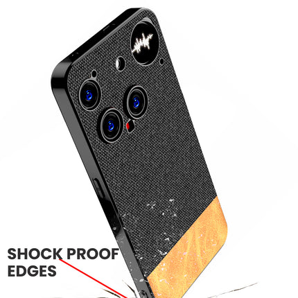 Kapa Soft Fabric & Leather Hybrid Protective Back Cover for Nothing Phone 3 5G | Shockproof Slim Hard Anti Slip Back Case (Black,Brown) - Mobizang