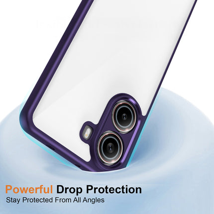 Kapa Hawkeye Clear Slim Tough Back Cover for Poco F7 5G | Camera Lens Protector Anti Yellow Shockproof Clear Hybrid Case Cover (Purple Sides)