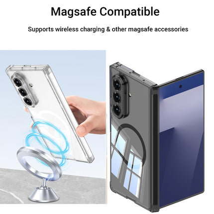 Kapa Clear Airbag with Hinge Protection Compatible with Magsafe Back Case for Samsung Galaxy Z Fold7 / Z Fold 7 | Transparent Shockproof Slim Hard Protective Cover (Grey)