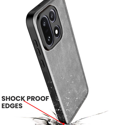 Kapa Tux Leather Back Cover for OnePlus 15 | Slim Shockproof Camera Protection Bumper Case (Grey)