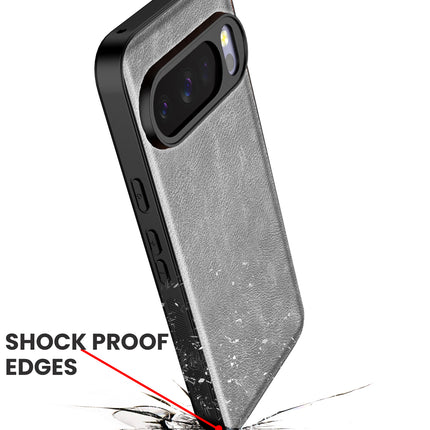 Kapa Tux Leather Back Cover for Google Pixel 10 PRO | Slim Shockproof Camera Protection Bumper Case (Grey)