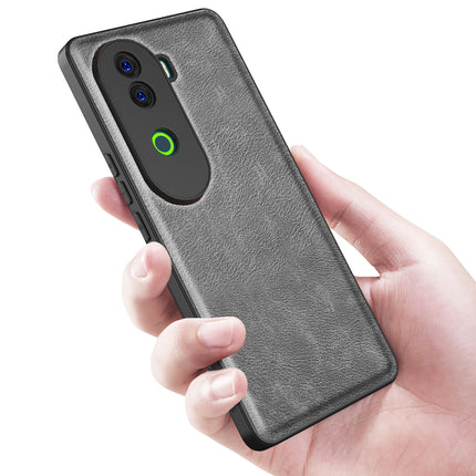 Kapa Tux Leather Back Cover for Vivo V40E / iQOO Z9S | Slim Shockproof Camera Protection Bumper Case (Grey)