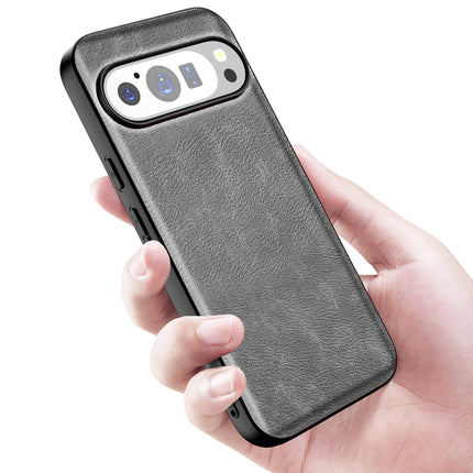 Kapa Tux Leather Back Cover for Google Pixel 9 / Pixel 9 PRO | Slim Shockproof Camera Protection Bumper Case (Grey) - Mobizang