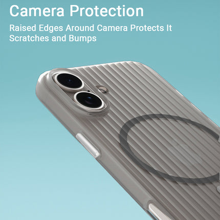 Kapa Matte Magnetic Wave Grip Back Cover for Apple iPhone 16 | [MagSafe Compatible] Wireless charging, Slim, Metal Buttons, Frosted Back Case (Grey)