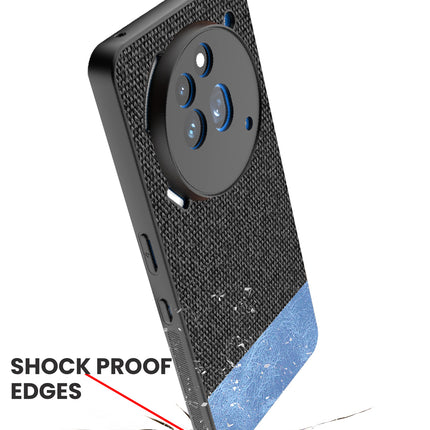 Kapa Soft Fabric & Leather Hybrid Protective Back Cover for Nothing Phone 3A Pro | Shockproof Slim Hard Anti Slip Back Case (Black,Blue) - Mobizang