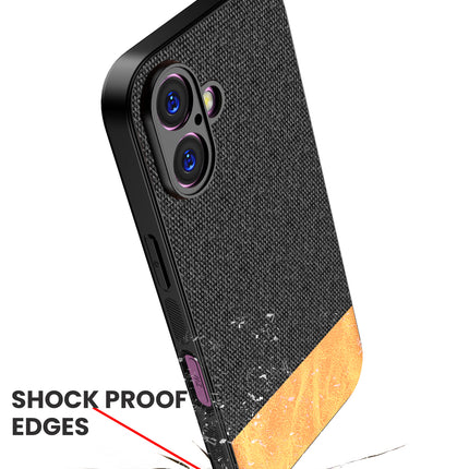 Kapa Soft Fabric & Leather Hybrid Protective Back Cover for Apple iPhone 17 | Shockproof Slim Hard Anti Slip Back Case (Black,Brown)