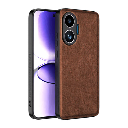 Kapa Tux Leather Back Cover for Poco F7 5G | Slim Shockproof Camera Protection Bumper Case (Brown)