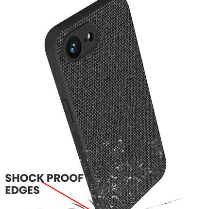 Kapa Soft Full Fabric Protective Back Case Cover for Apple iPhone 16E | Shockproof Slim Hard Anti Slip Back Case (Black)
