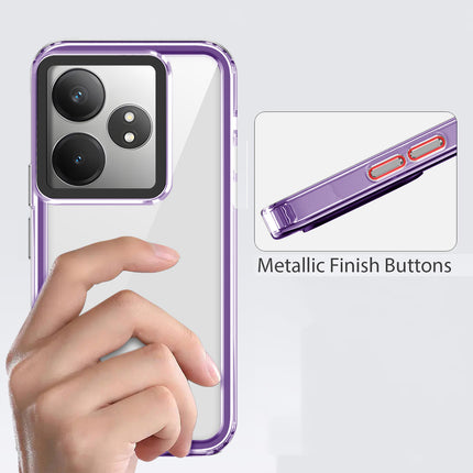 Kapa Warrior Acrylic Clear Back Cover For Realme GT 6 / GT 6T | Slim Shockproof [Military Grade Protection] Hybrid Bumper Case (Purple Sides)