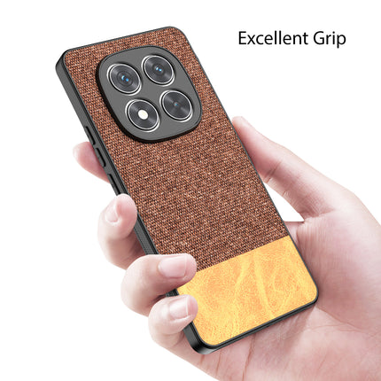 Kapa Soft Fabric & Leather Hybrid Protective Back Cover for Redmi Note 14 Pro (5G) | Shockproof Slim Hard Anti Slip Back Case (Brown)