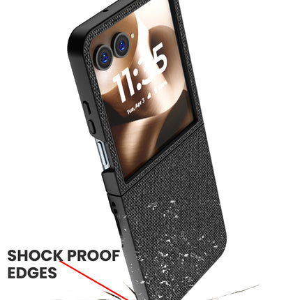 Kapa Soft Full Fabric Protective Back Case Cover for Moto Razr 60 Ultra | Shockproof Slim Hard Anti Slip Back Case (Black) - Mobizang