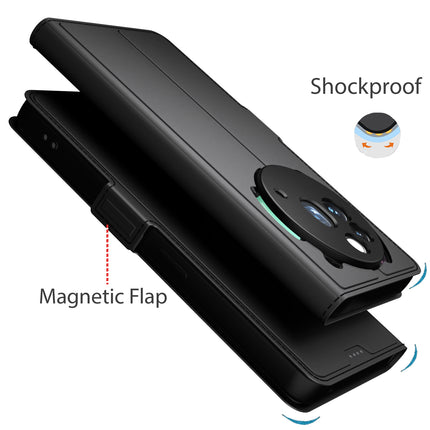 Kapa Noble Slim Magnetic Leather Flip Case Cover for Nothing Phone 3A Pro | Card Holder Stand Flip Wallet Case (Black)