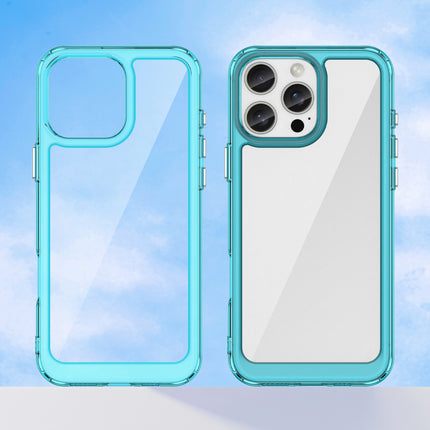 Kapa Unicorn Acrylic Clear Back Cover For Apple iPhone 16 Pro Max | Slim Shockproof [Military Grade Protection] Hybrid Bumper Case (Blue Sides)