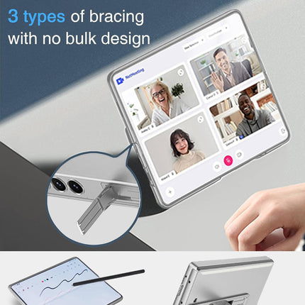 Kapa Magnetic Hinge With Inbuilt Stand Case for Samsung Galaxy Z Fold 6 | Shockproof Stand Hybrid Bumper Back Cover (Silver)