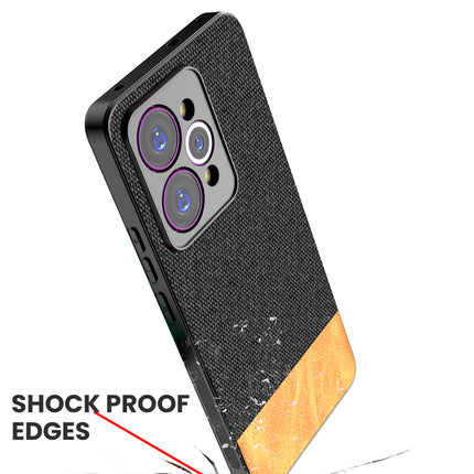 Kapa Soft Fabric & Leather Hybrid Protective Back Cover for Realme 15 Pro 5G | Shockproof Slim Hard Anti Slip Back Case (Black,Brown) - Mobizang