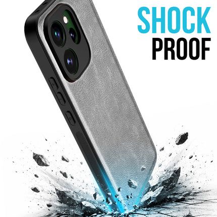 Kapa Tux Leather Back Cover for Oppo Reno 15 Pro 5G | Slim Shockproof Camera Protection Bumper Case (Grey) - Mobizang