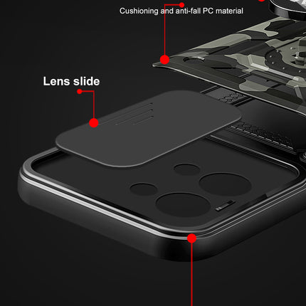 Kapa Tank Back Cover for Oppo Reno 13 Pro 5G | Inbuilt Ring + Slider Shockproof Lens Protection Bumper Back Case (Black) - Mobizang