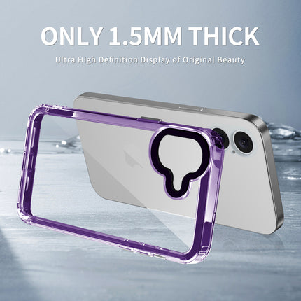 Kapa Warrior Acrylic Clear Back Cover For Apple iPhone 16 | Slim Shockproof [Military Grade Protection] Hybrid Bumper Case (Purple Sides)