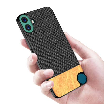 Kapa Soft Fabric & Leather Hybrid Protective Back Cover for Nothing CMF Phone 1 | Shockproof Slim Hard Anti Slip Back Case (Black,Brown) - Mobizang